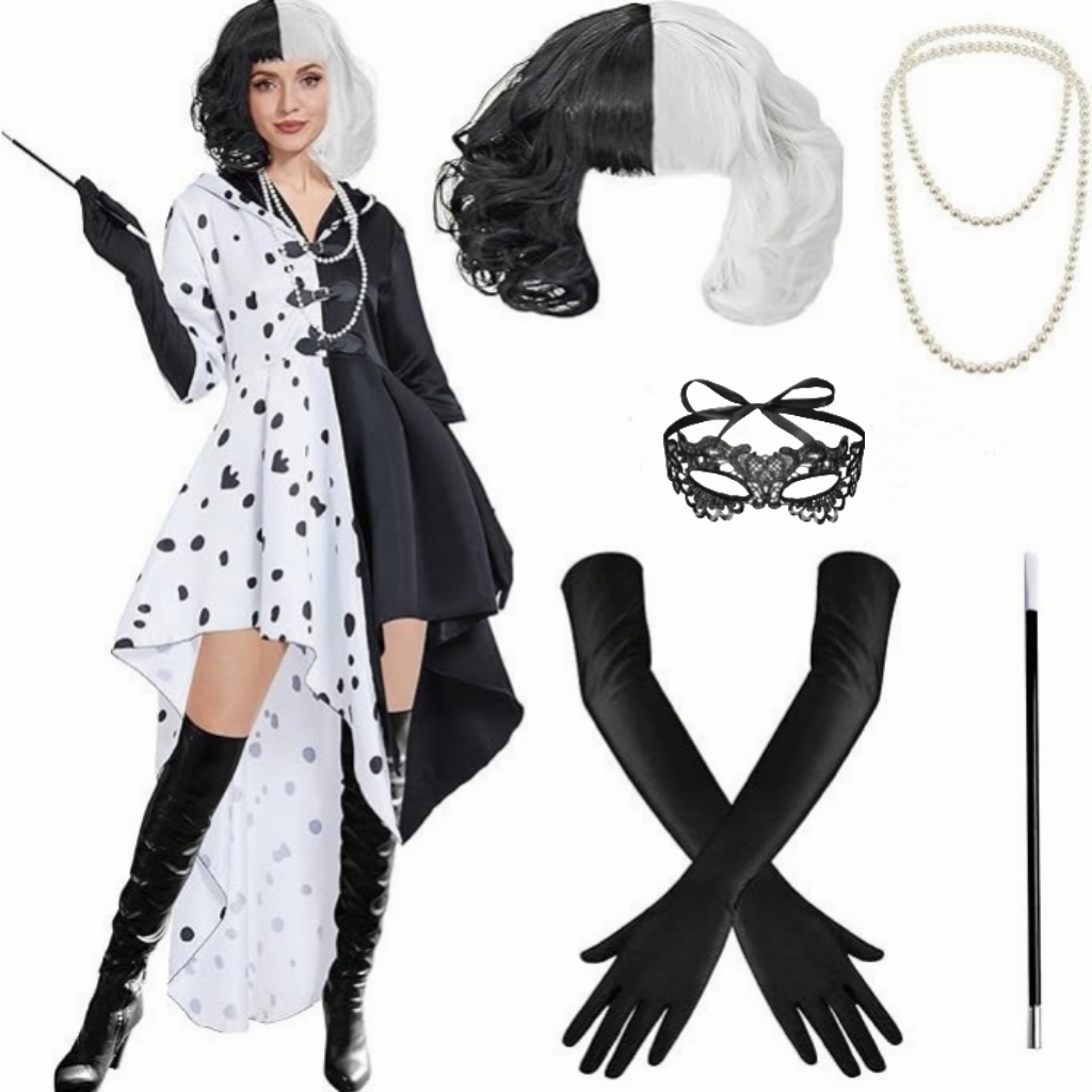 Conjunto de disfraz de Cruella - Black Face Mask Pack reseña y precio